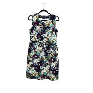 Lands End Floral Sleeveless Sheath Dress Size 8 New Purple